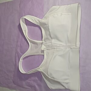 Sports Racerback Zip Front Sports Bra Compression Bra White L VGUC